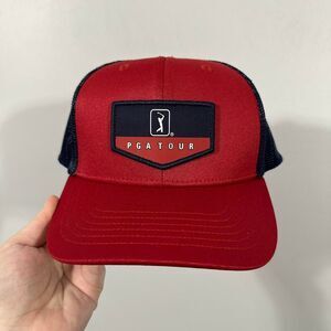 Red and navy PGA Golf Tour snapback hat
